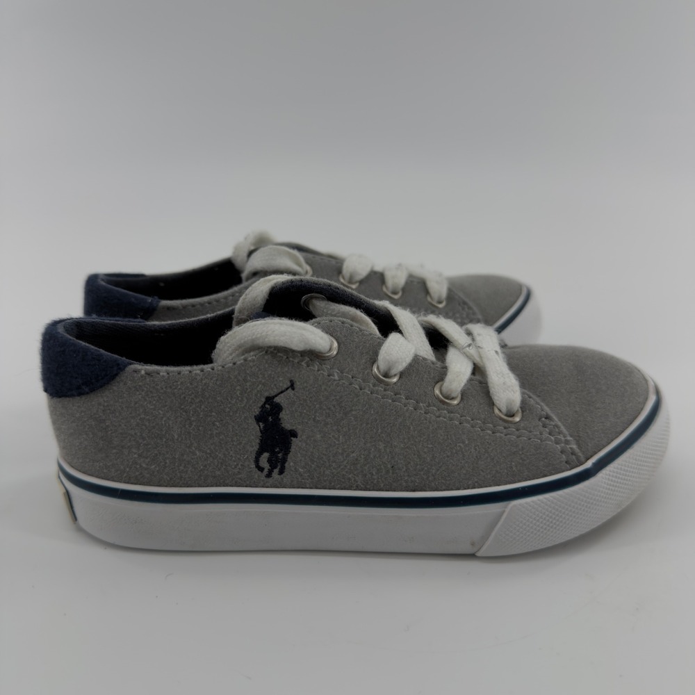 Polo Ralph Lauren Fantor III Toddler Boys Grey Navy Sneakers Size 9